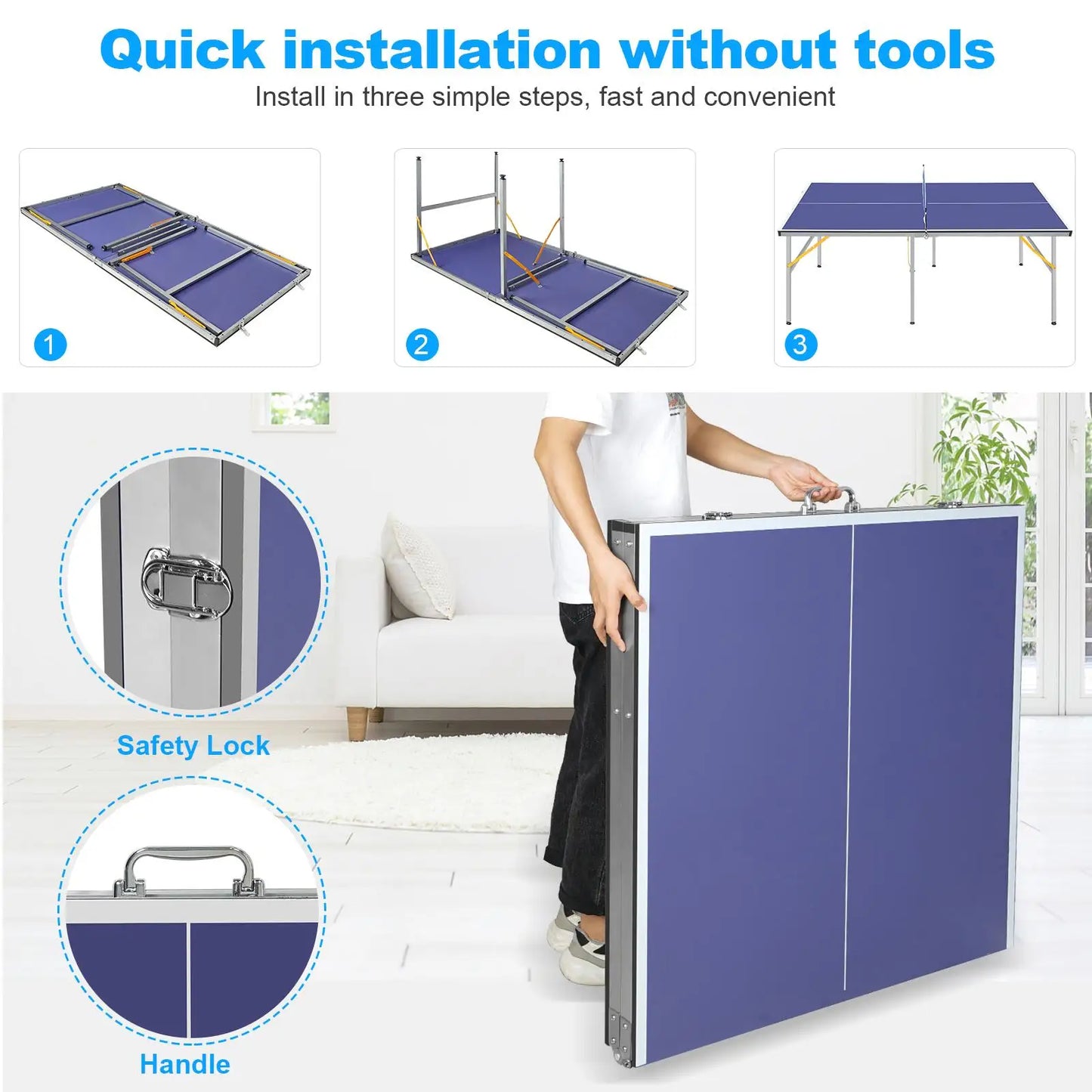Portable 6ft Foldable Table Tennis Set - for indoors & Outdoors