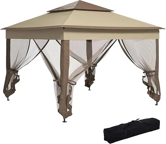 11' x 11'Outdoor Patio Gazebo Shelter with Removable Zipper Netting,