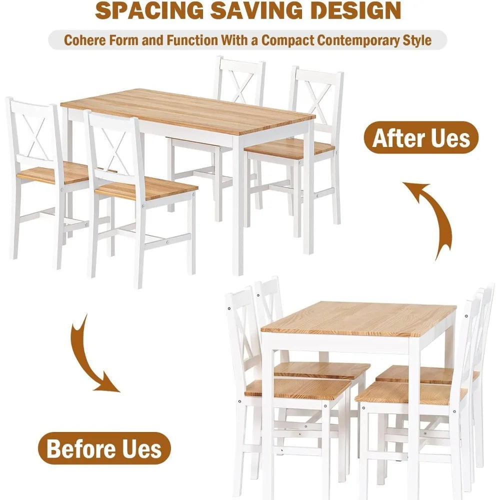 Dining Table Set with 4 Chairs