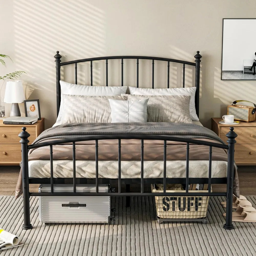 All Size Metal Platform Bed Frame, Victorian Wrought Iron-Art Design