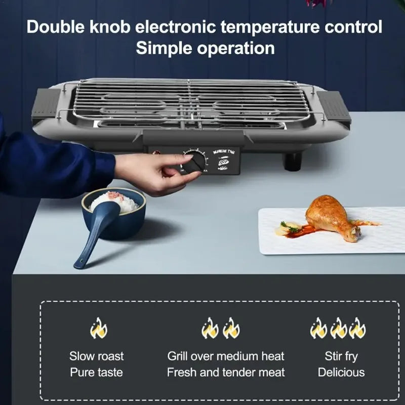 Electric Portable Smokeless Barbecue Grill Pan