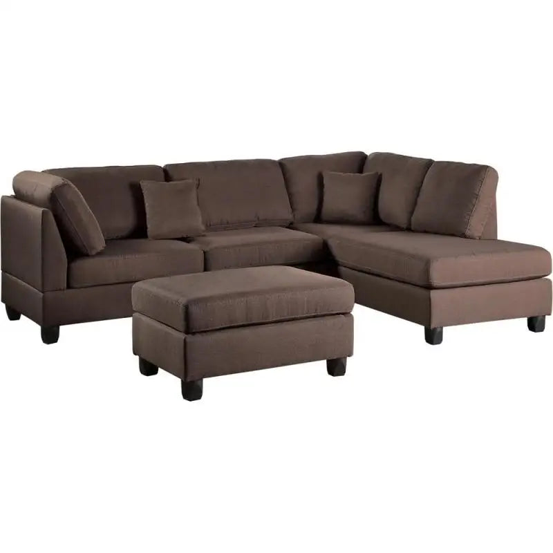 Reversible chocolate colored living room furniture