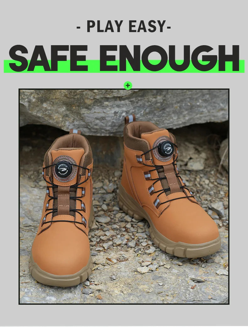 High Top Steel Toe Boots Slip Resistant Anti-Puncture