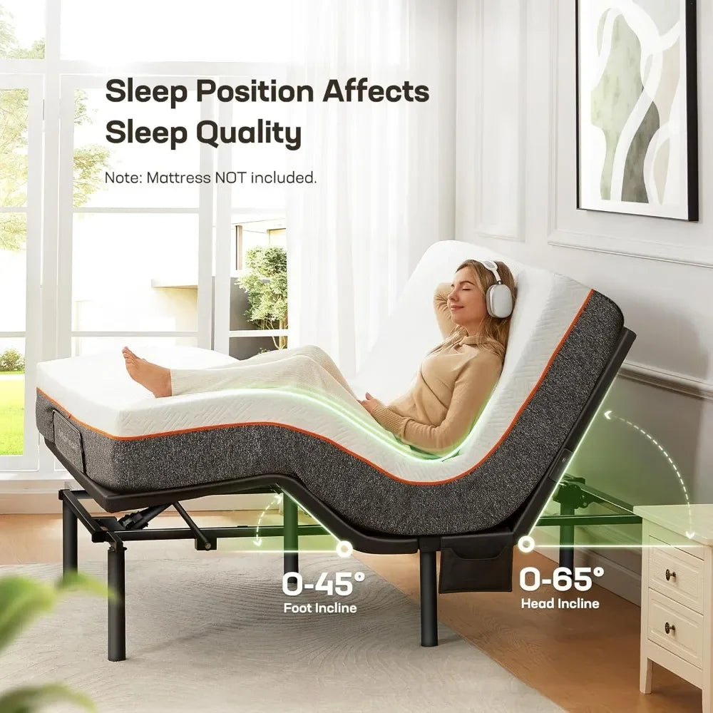 Queen Size Adjustable Bed Frame with 4 Height Options