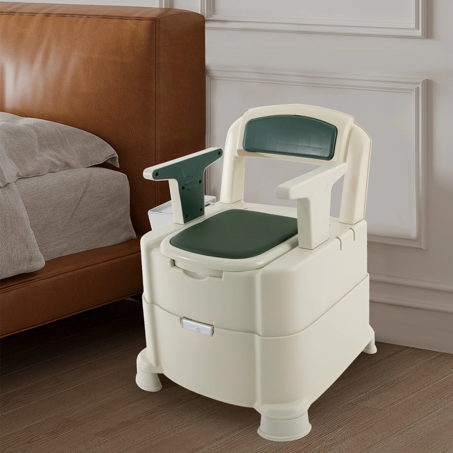 Bedside Commode Toilet with Sensor Night Light