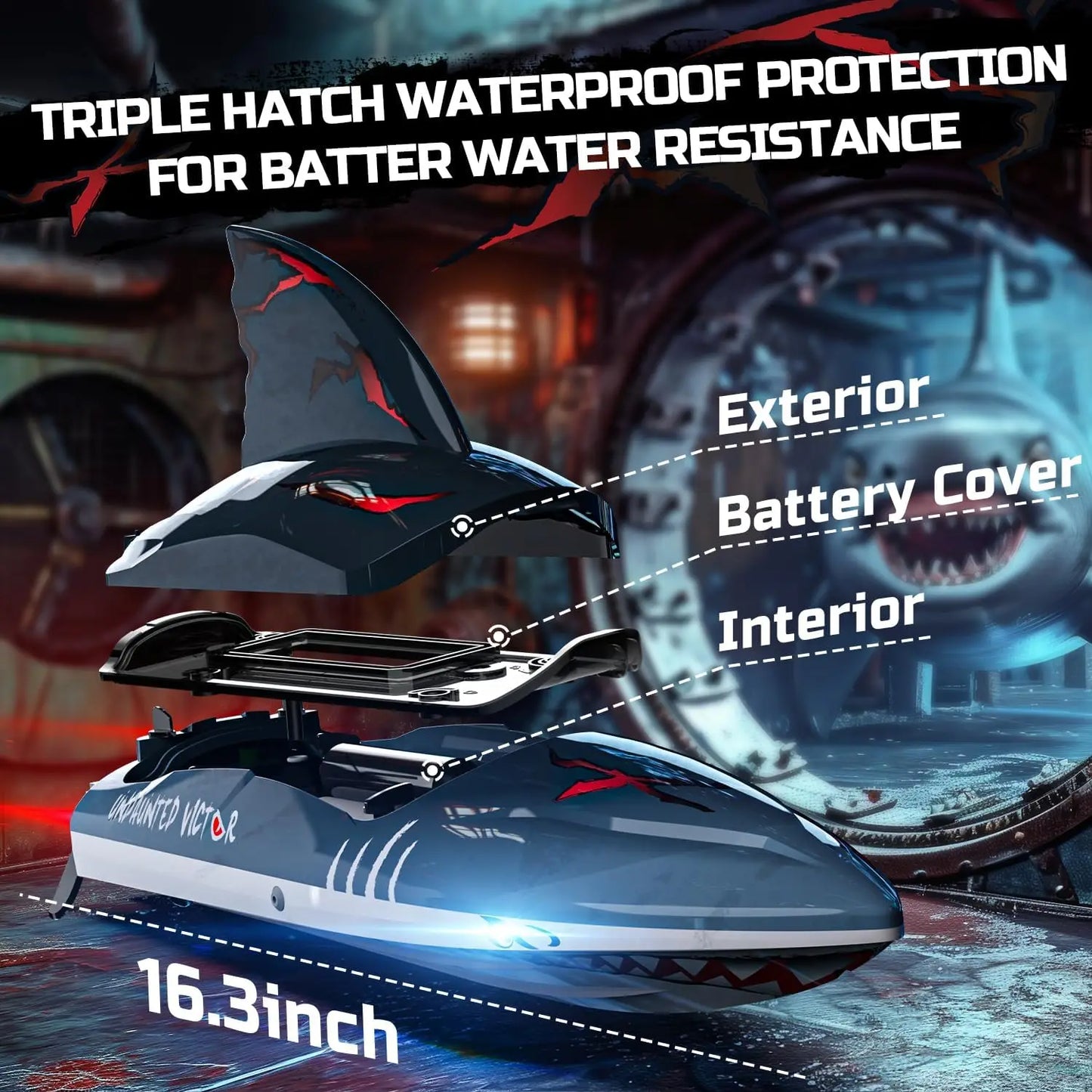 RC Shark Boat DE 2104 SHARK 48+ km/h Self-Rising