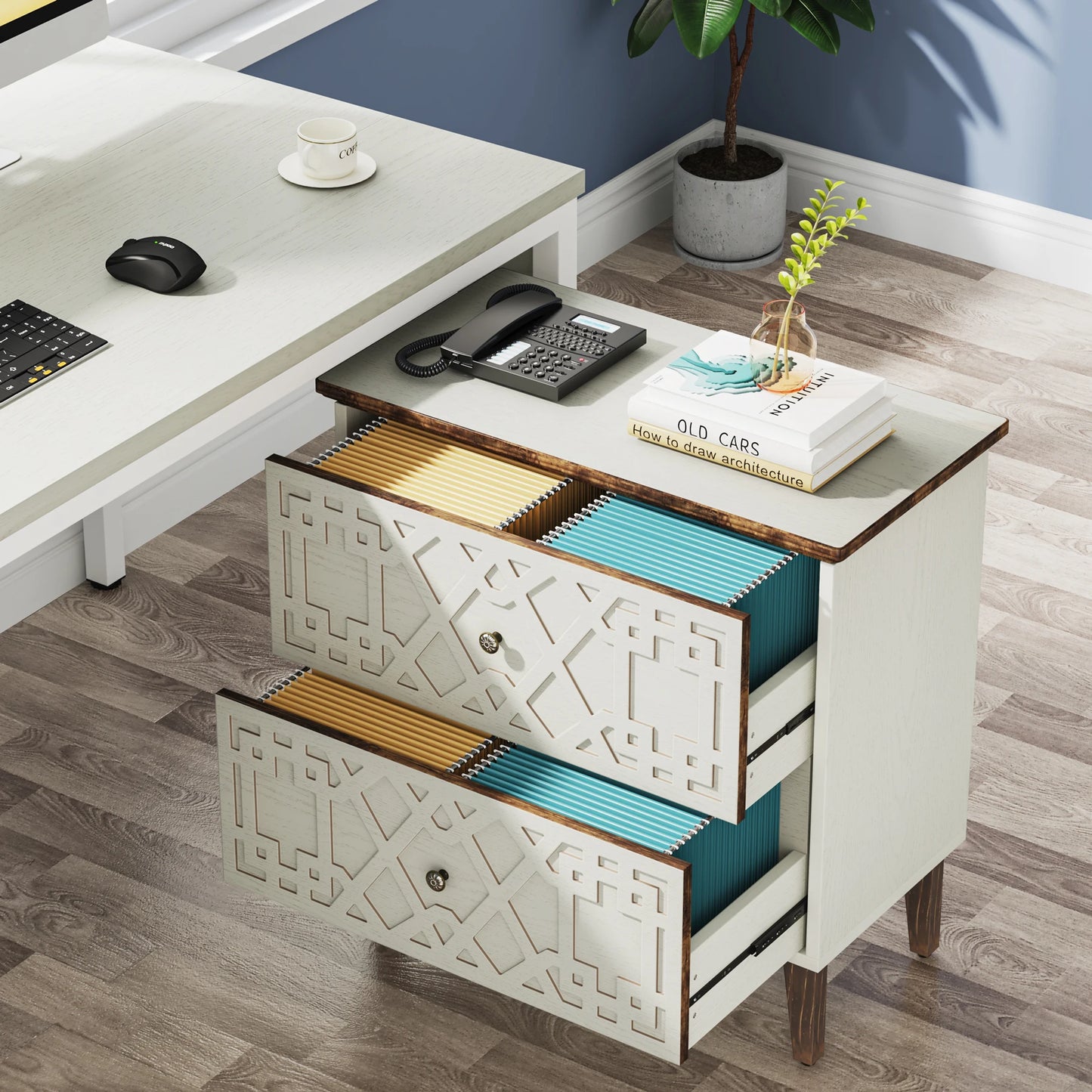 Wood Storage Printer Stand