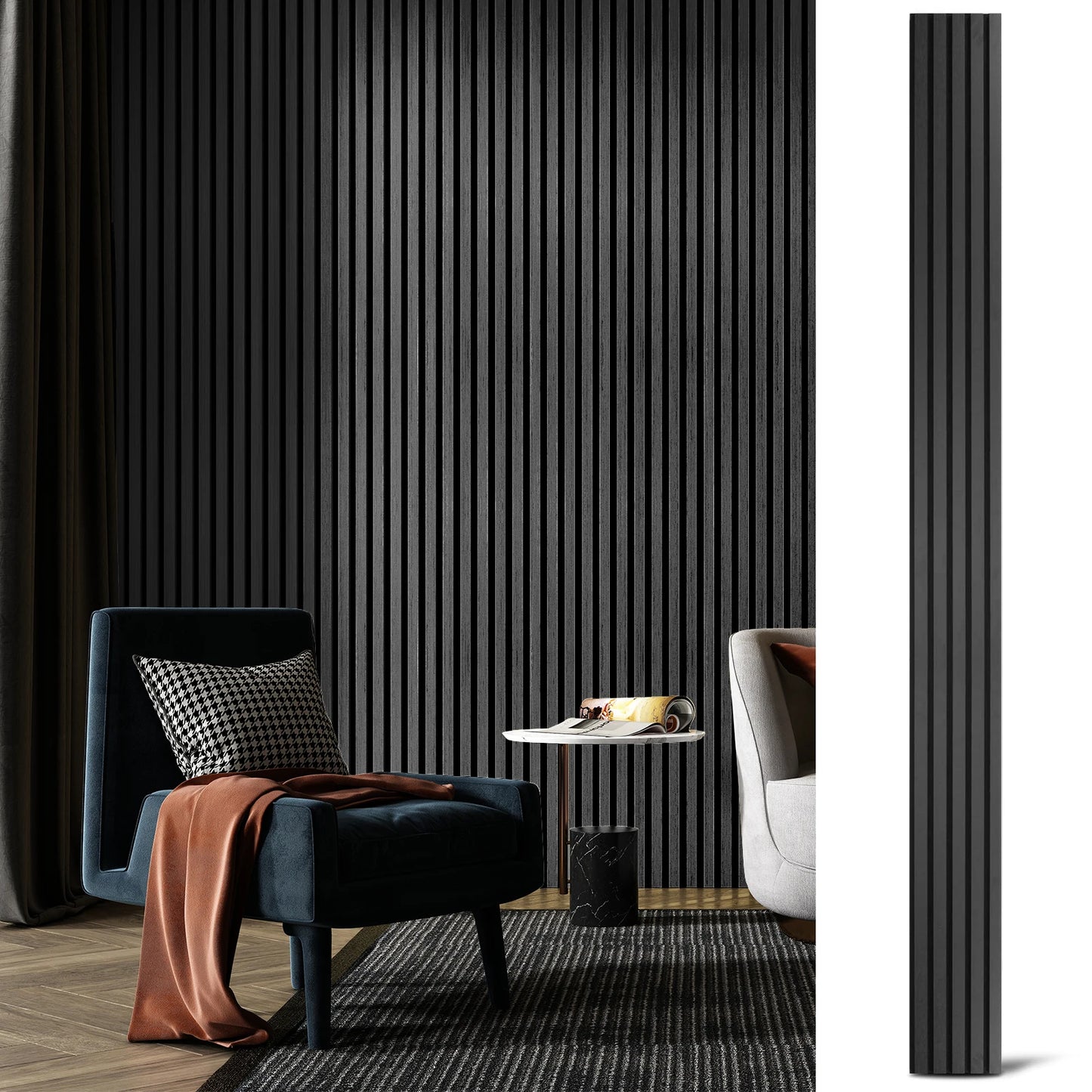 94.5x7.9-inch 4PCS Wood Noise Reduction 3D Textured Wall Panels