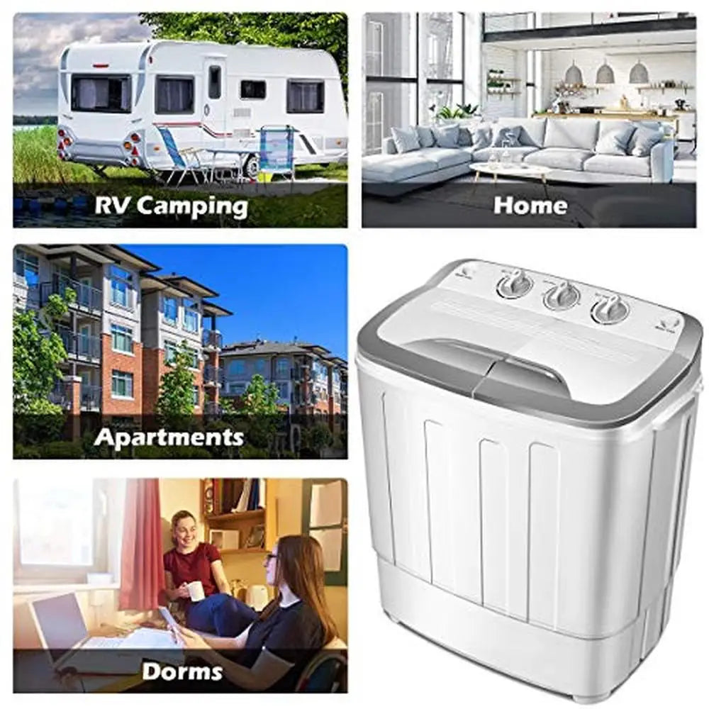8lbs Washer 5lbs Spin Dryer Compact Mini Twin Tub Washing Machine