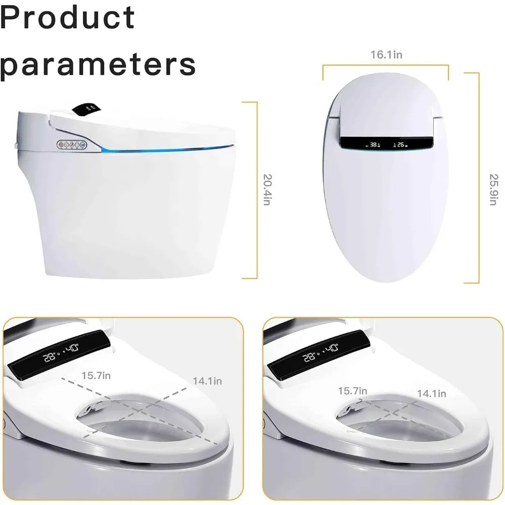 Toilets with Warm Water Sprayer & Dryer, with Fahrenheit LED Display
