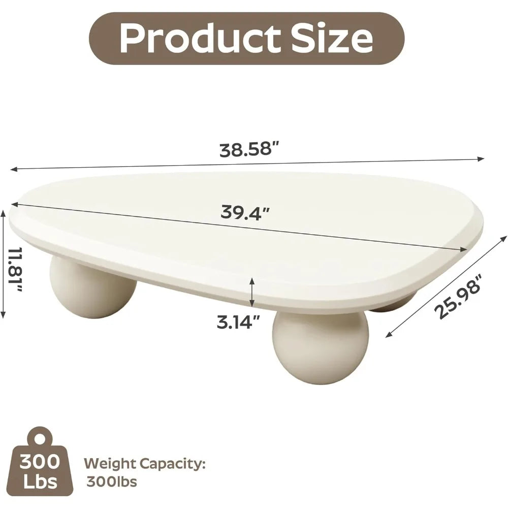 Irregular Coffee Table with 3 Round Legs