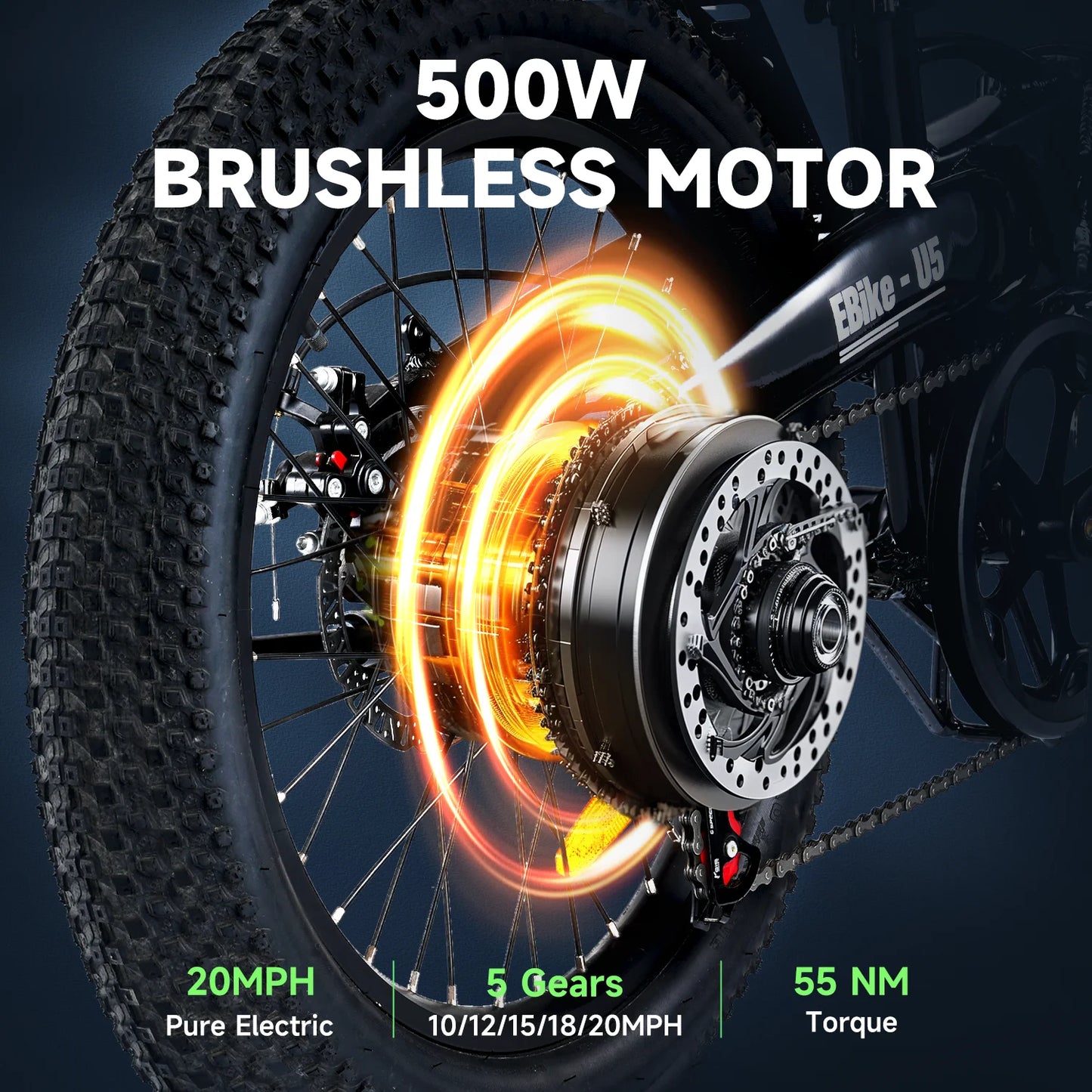 Foldable Electric Bicycle 20-inch tire with 5-Speed Transmission
