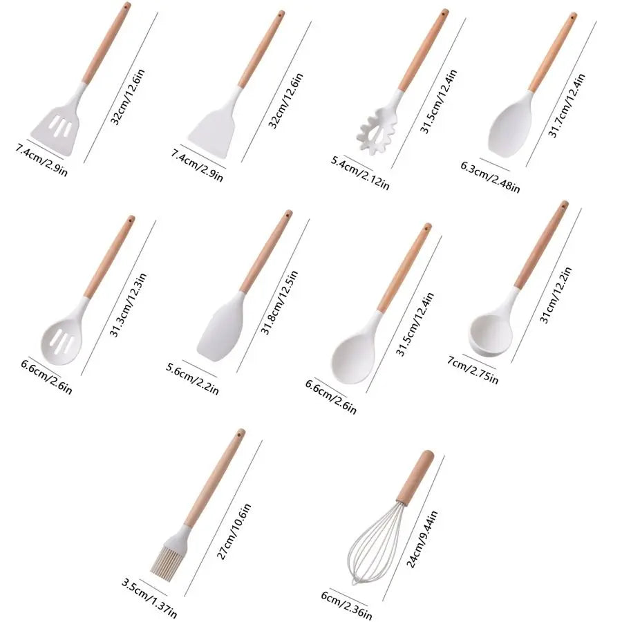 19pcs Food Grade Silicone Brodark Kitchenware Set, Cooking Spoon, Shovel, Cutting Board, Fruit Knife, Chef Knife, Combination Se