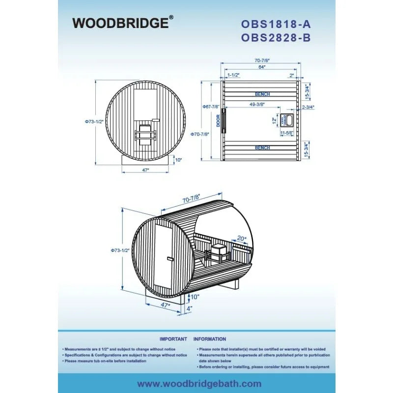 4-Person Barrel Style Luxury Home Sauna