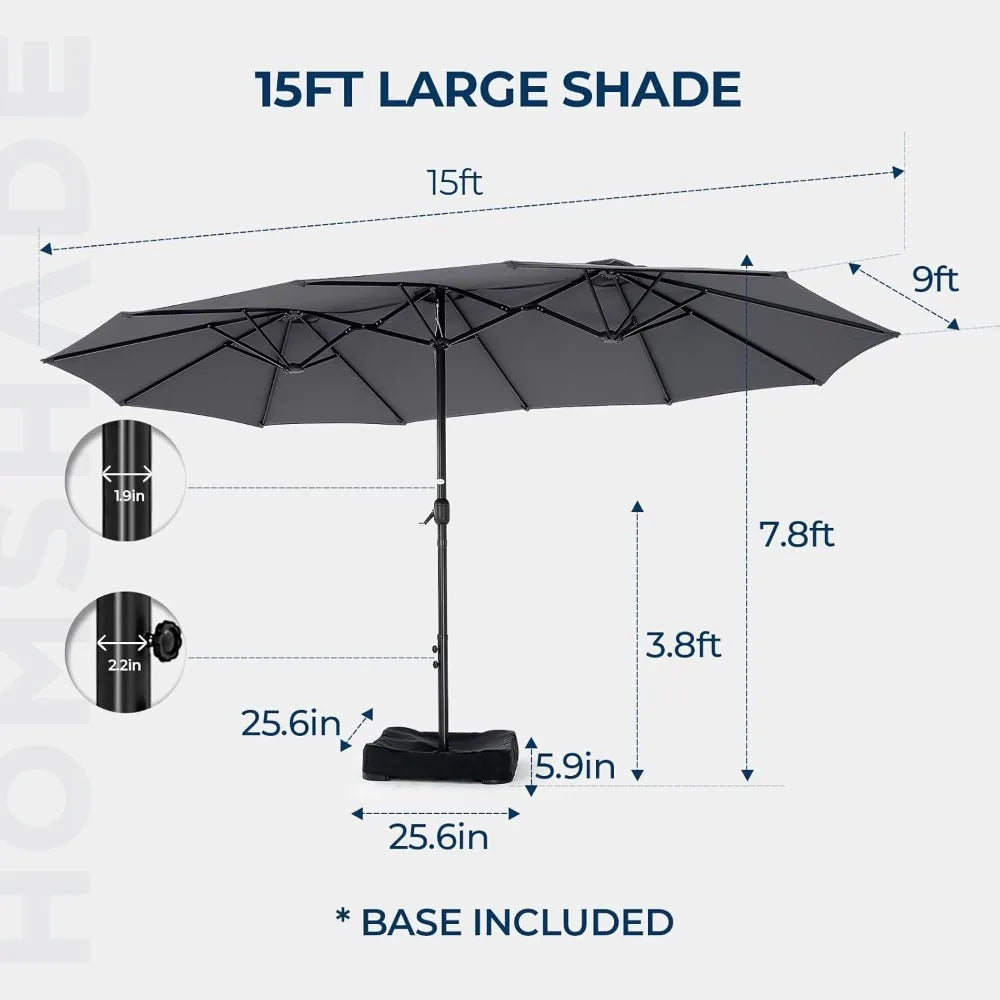 15ft Rectangle Oversized Double Sided Pool Umbrellas