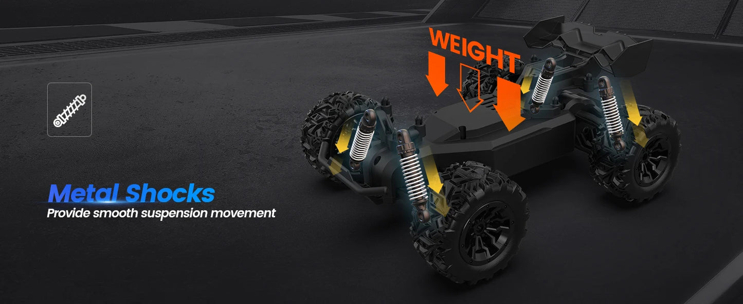 All-Terrain RC Truck: Age 8-12, 2 Batteries, 40 Min Play, Off-Road