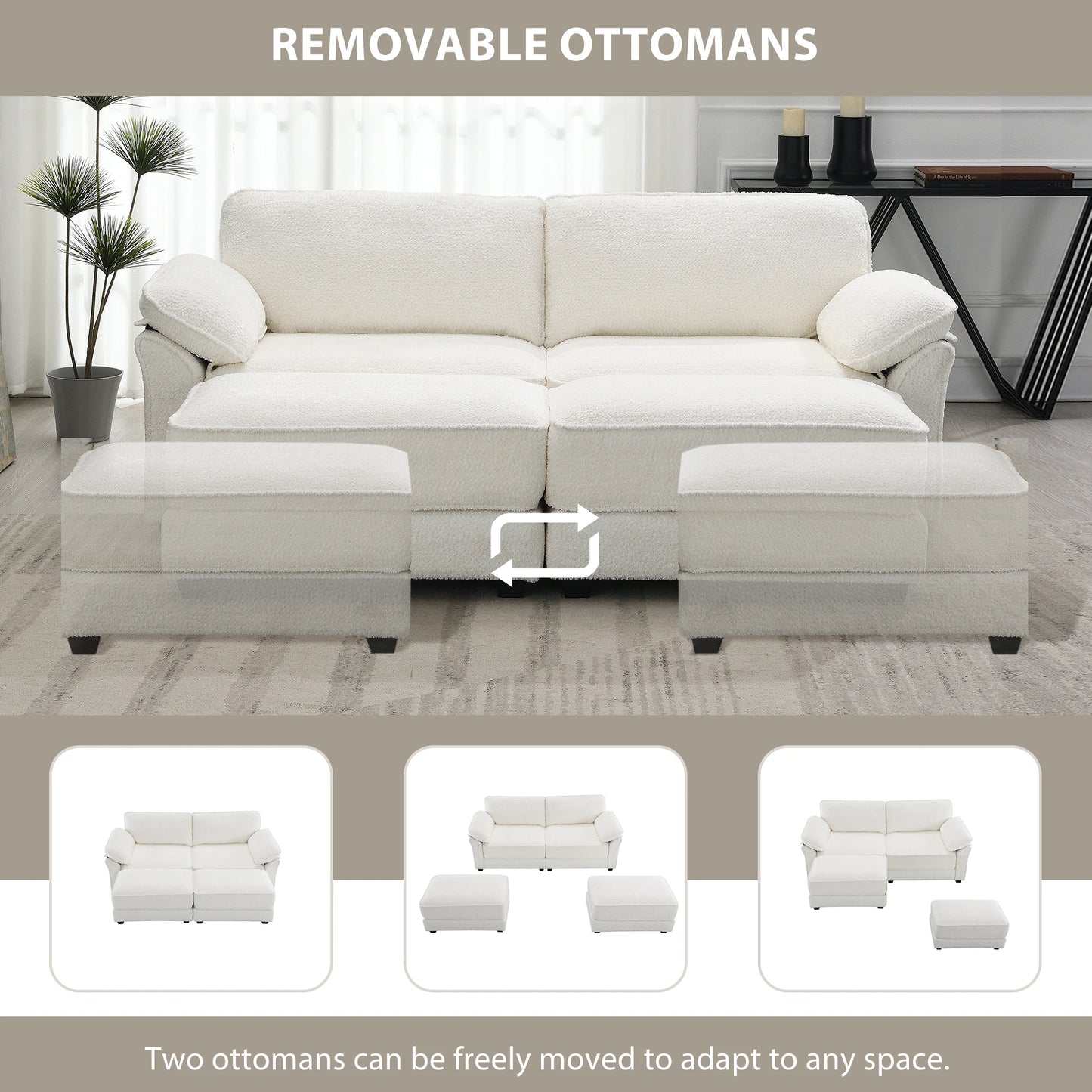 4 Seat Upholstered Sleeper Corner Couch bed set