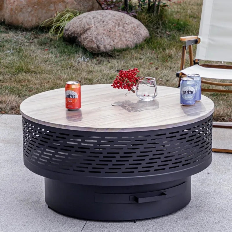 32" Wood Burning Fire Pits with Grill & Lid