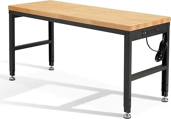 60" 2000 Lbs. Capacity Height Adjustable Workbench with Power Outlets
