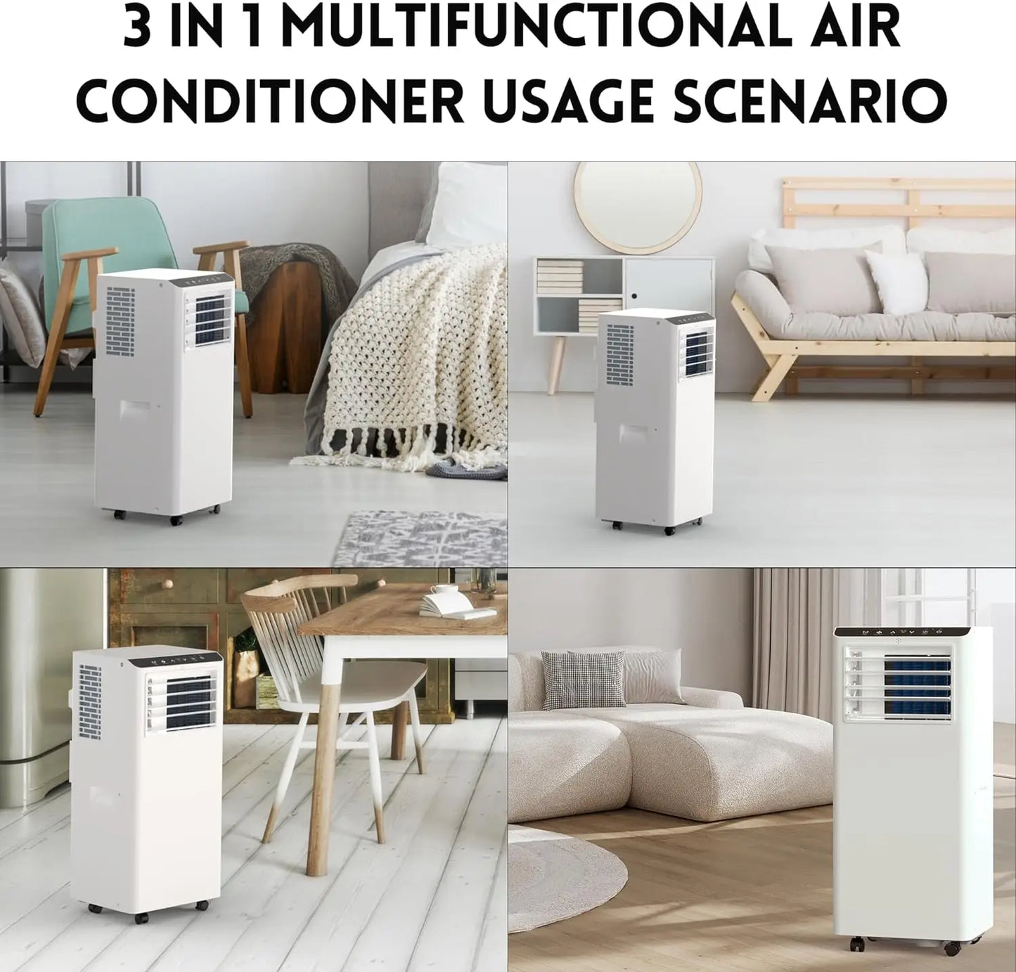 8500 BTU Portable Air Conditioner with LCD Display Remote Control