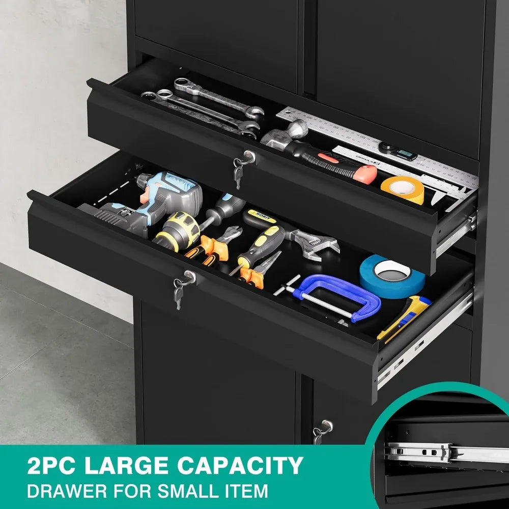 Portable Storage Cabinet with Locking Doors and Adjustable Shelves