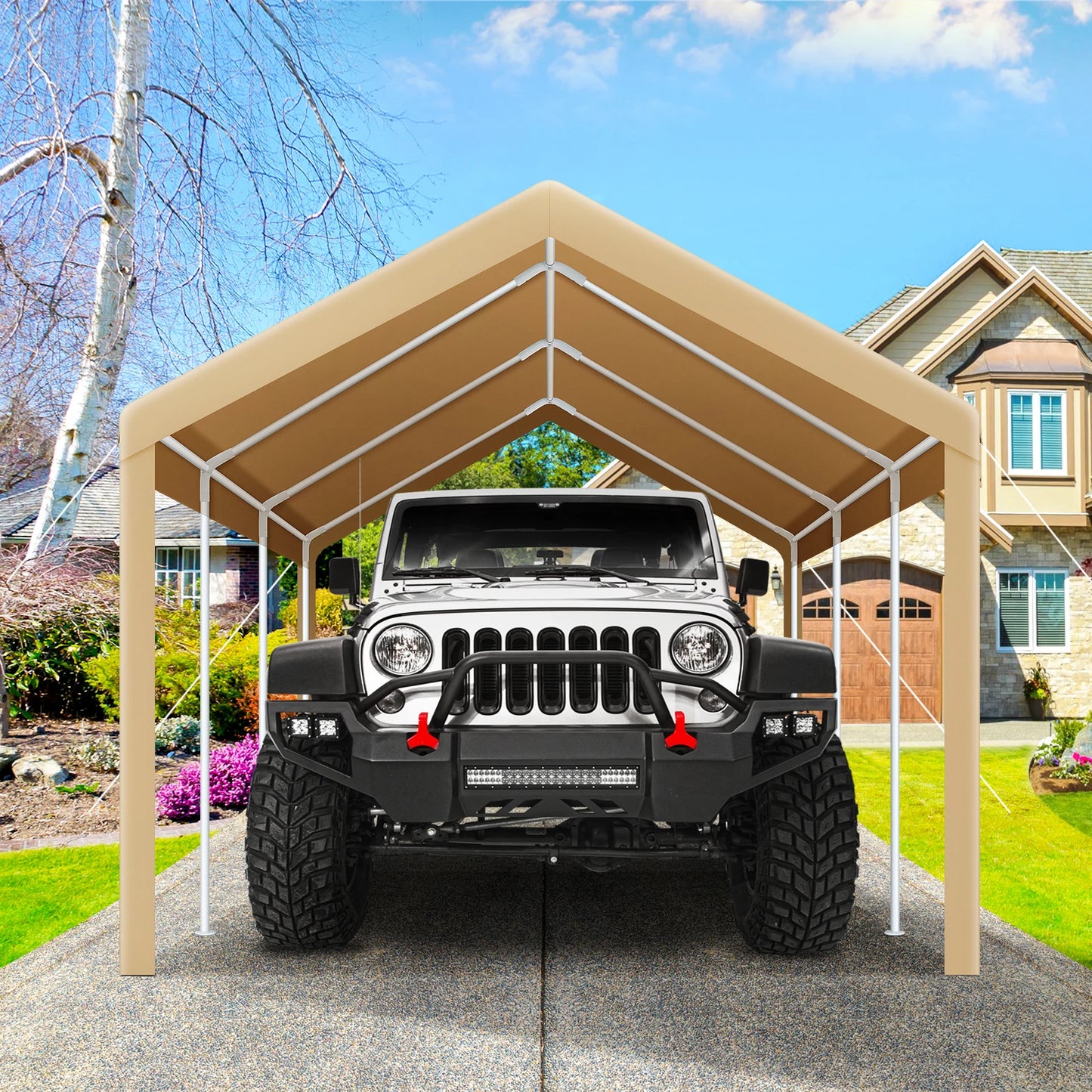 10x20 Heavy Duty Upgrade Waterproof Protected Carport