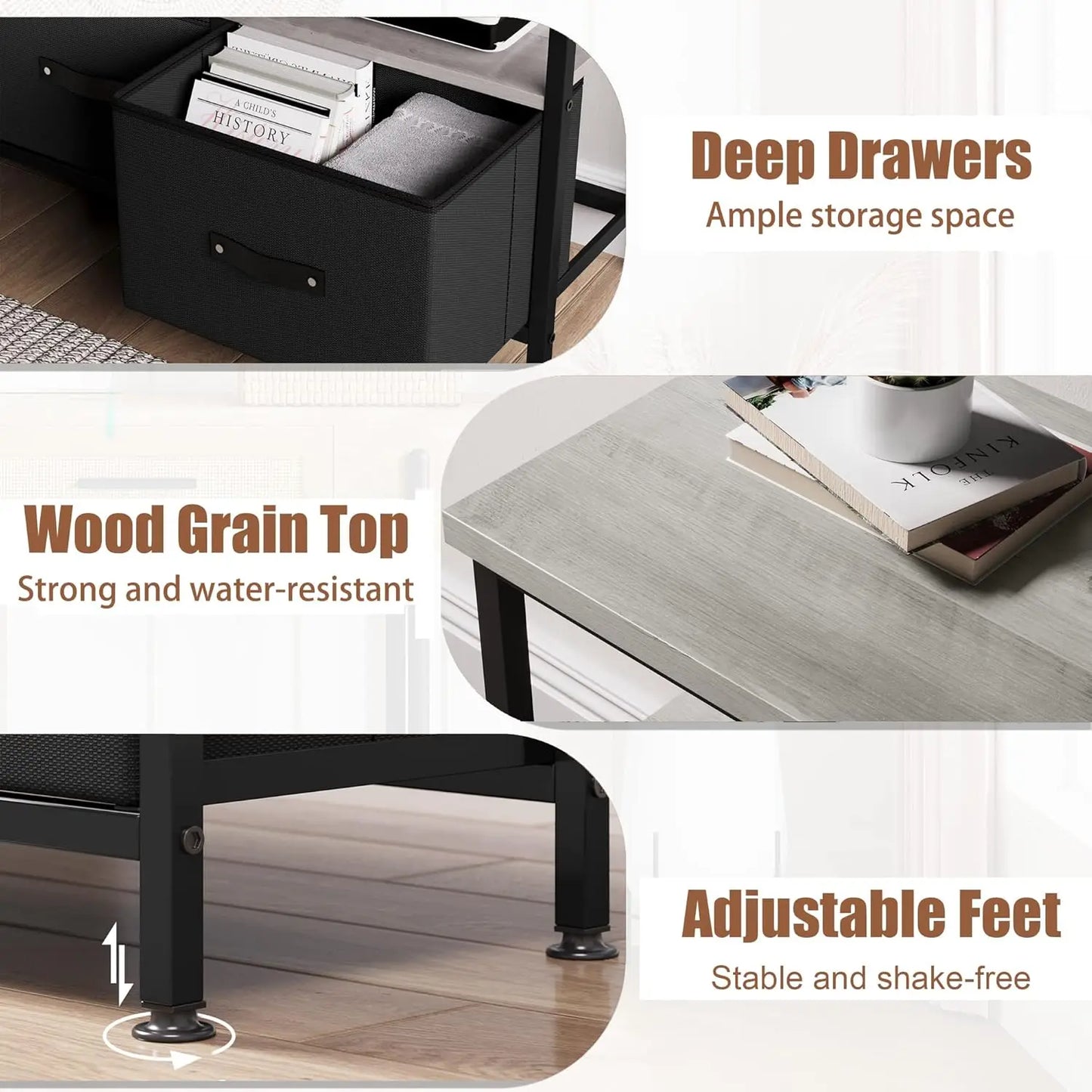 TV Media Console Table with Drawers and Shelves