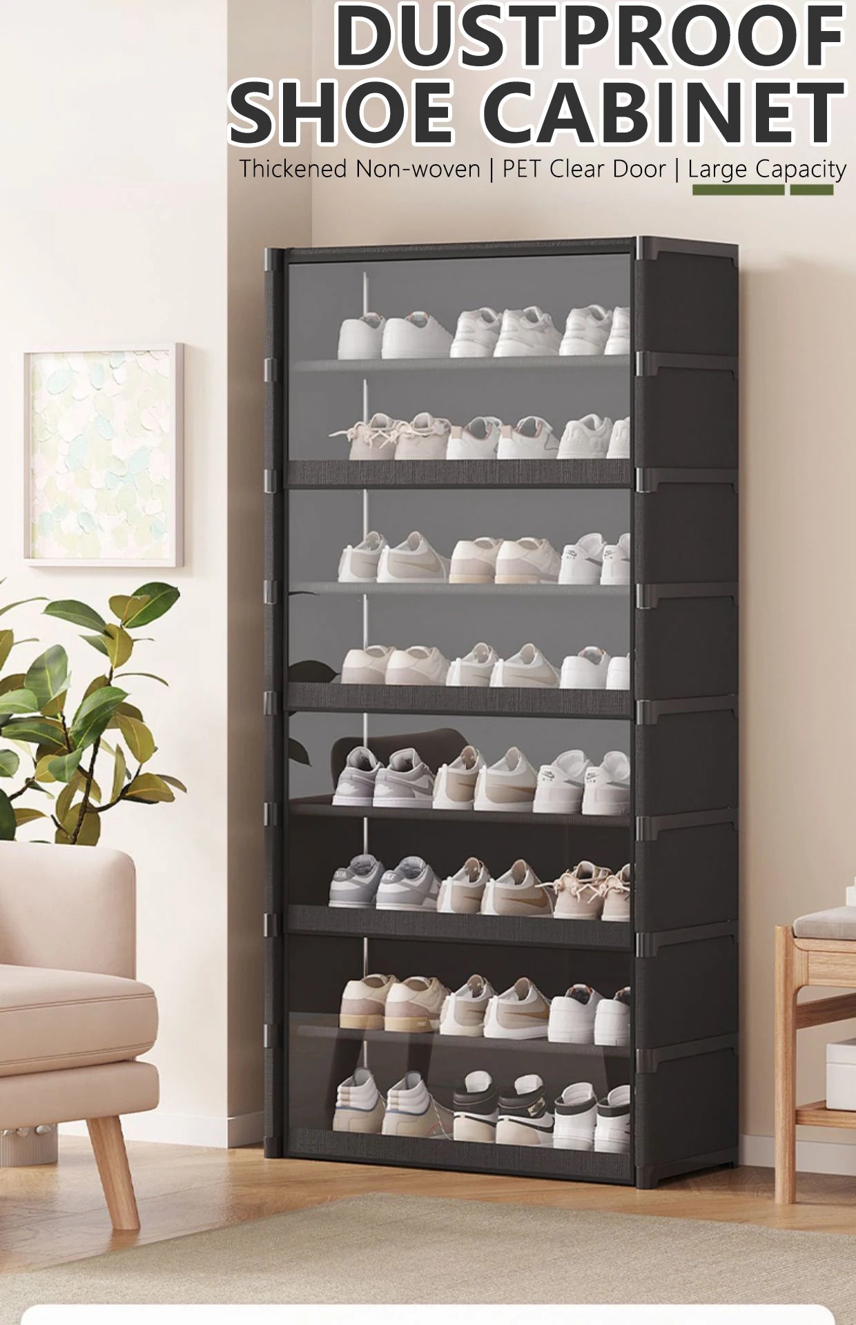 Multi-layer Shoe Cabinet Organizer with Clear Lid