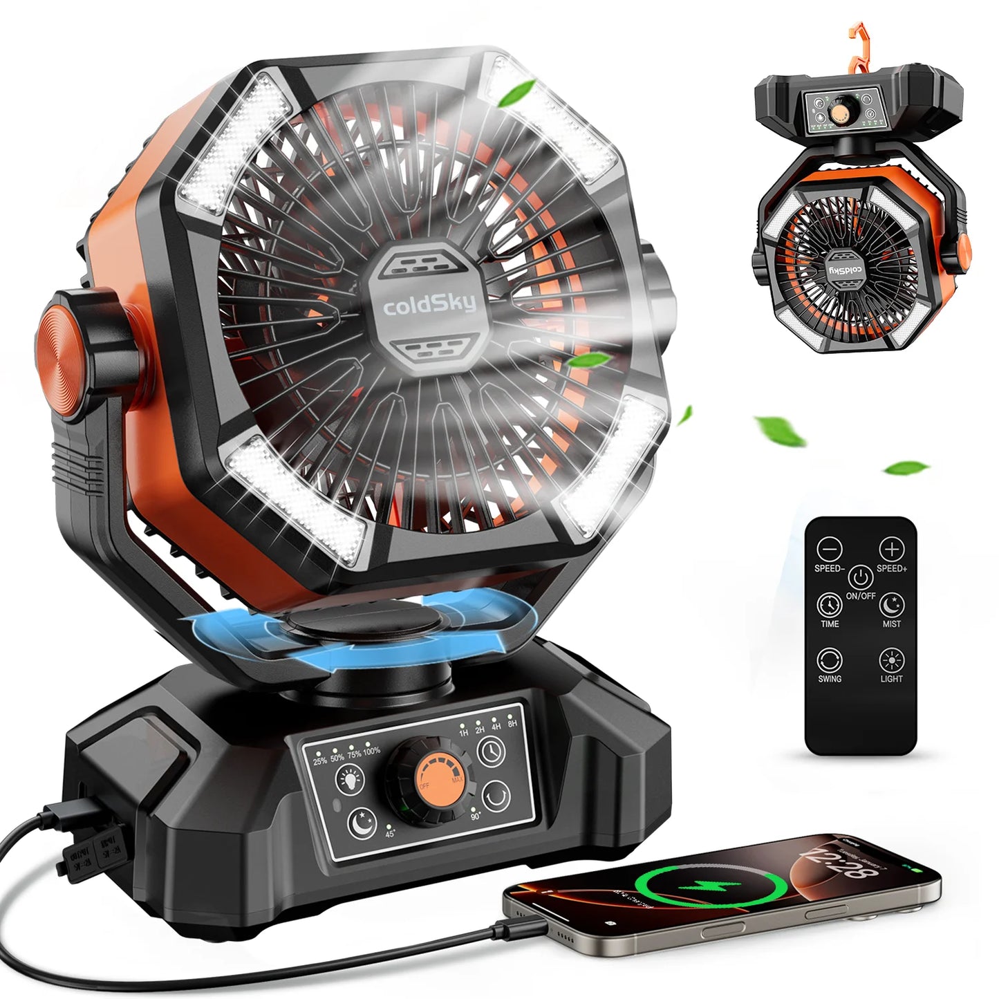 8 Speed Portable Outdoor Fan for Outdoor Camping and Fishing