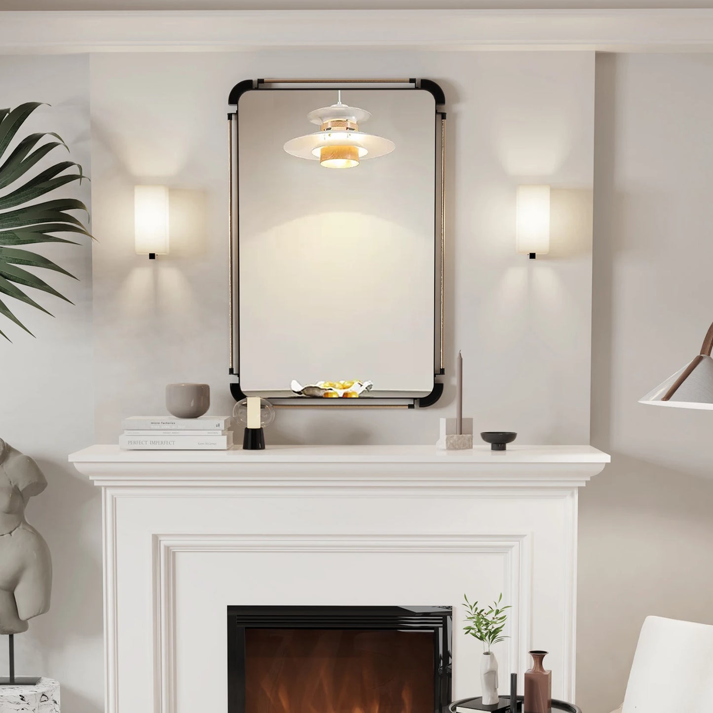 90CM Farmhouse Vintage Wall Mounted Mirror