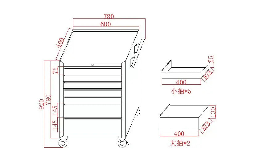High Quality Workshop Heavy Duty 6 Drawers Steel Tool Chest
