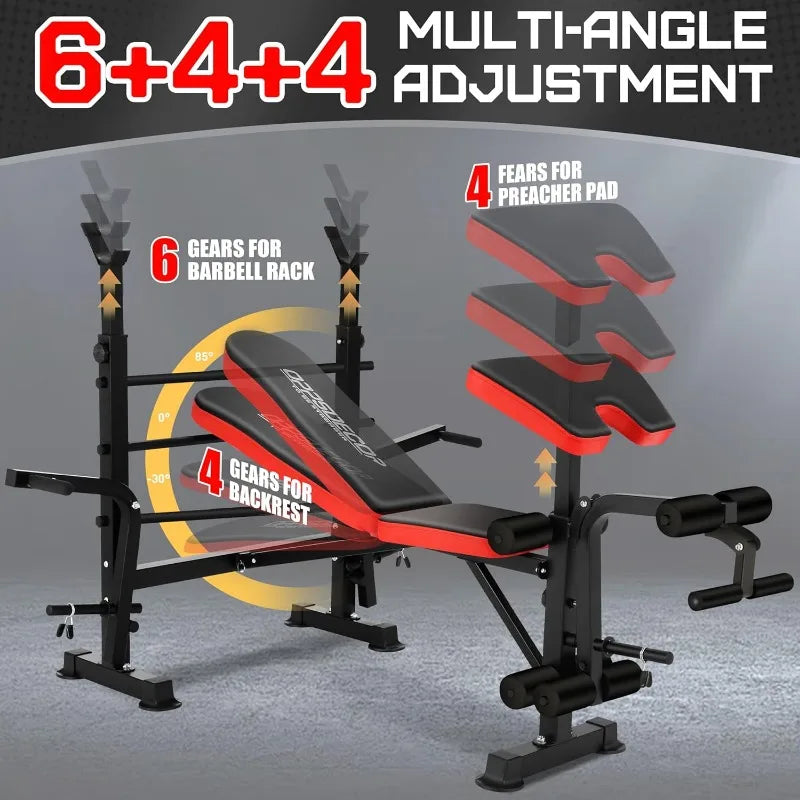 660lbs 6 in 1 Weight Bench Set with Squat Rack