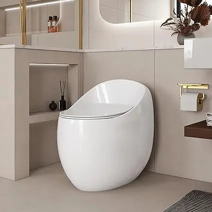 Egg-Shaped One-Piece Toilet 1.28 GPF Low-Flush Toilet with Soft Close Seat