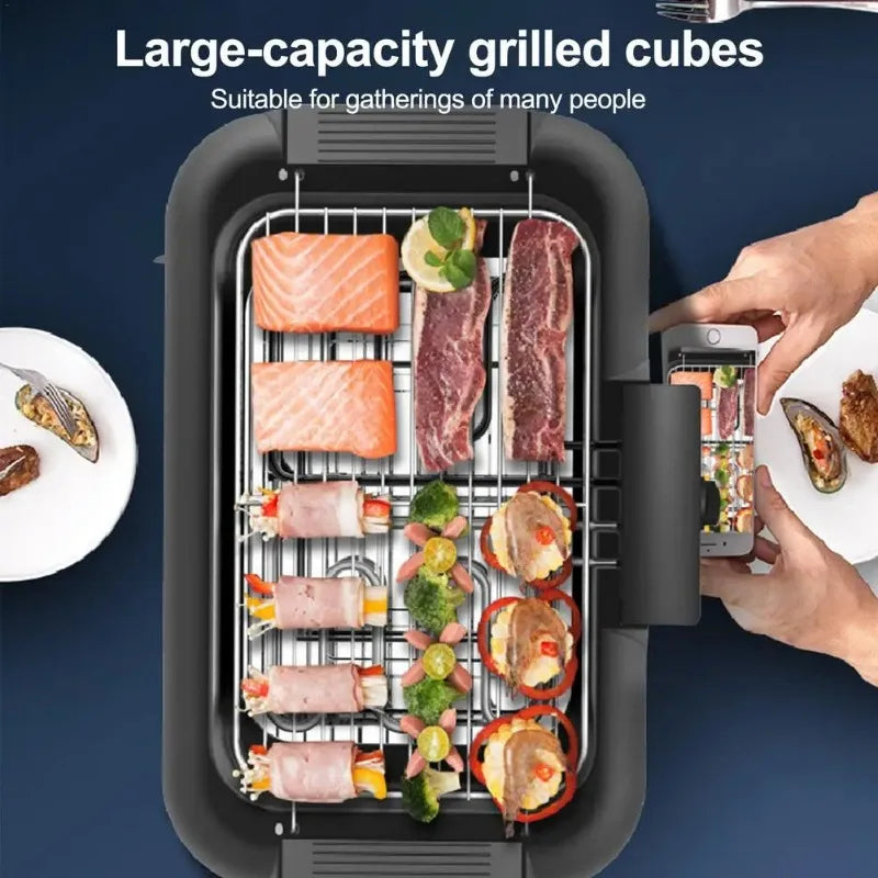 Electric Portable Smokeless Barbecue Grill Pan