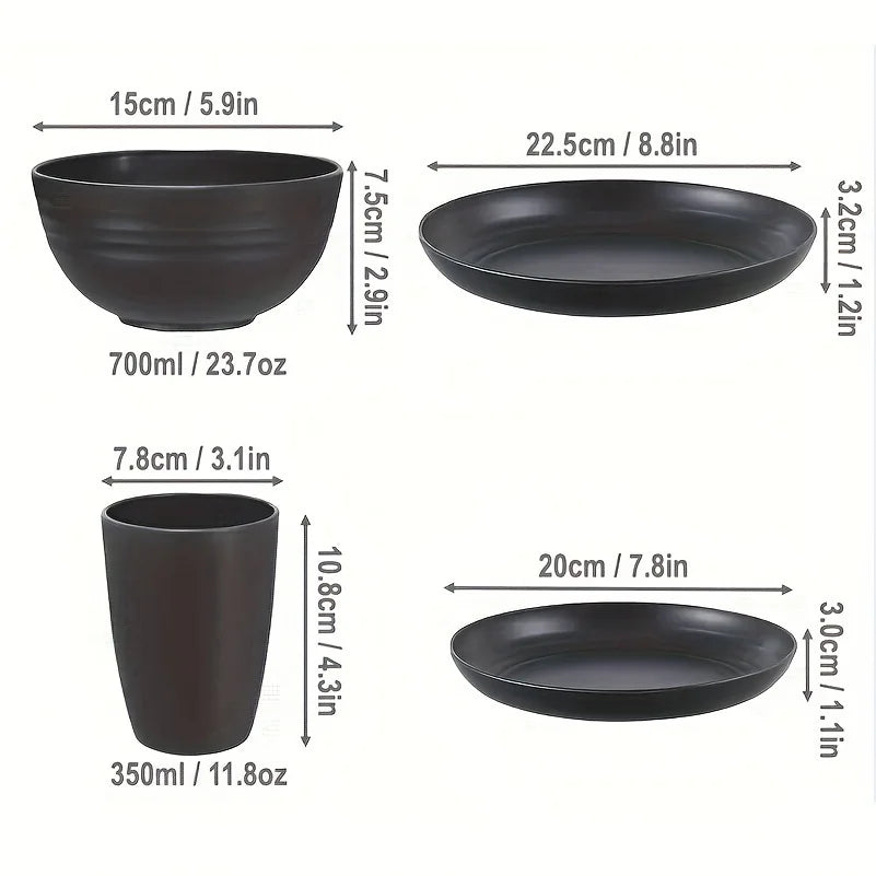 16/32pcs Plastic Tableware Set, Microwave and Dishwasher Safe