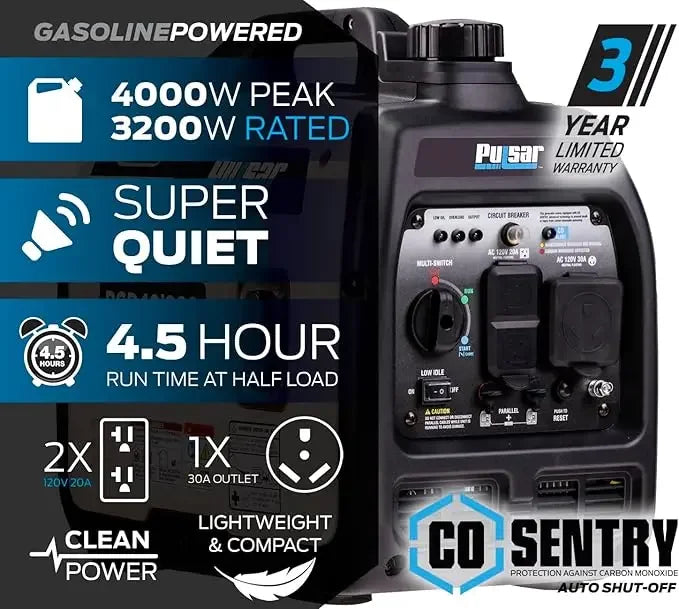 Ultra-Light Quiet 4000W Portable Gas Inverter Generator