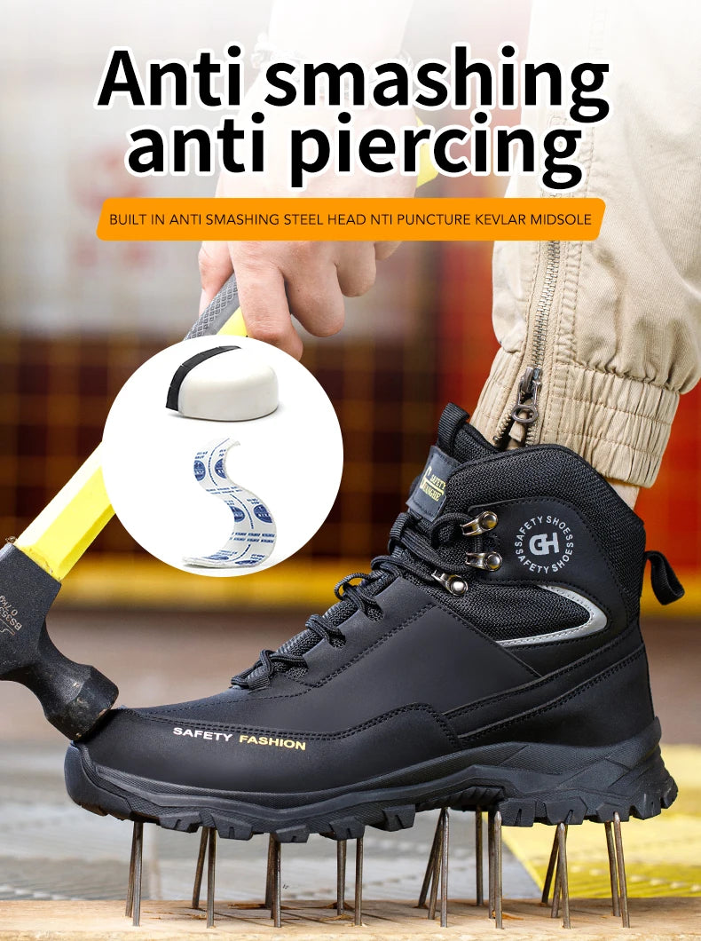 High Top Safety Shoes Men Steel Toe Work boots