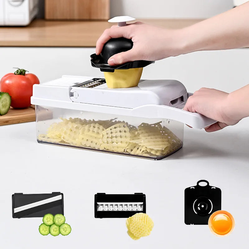 26-piece multifunctional vegetable slicer, kitchen cutting utensil and onion slicer