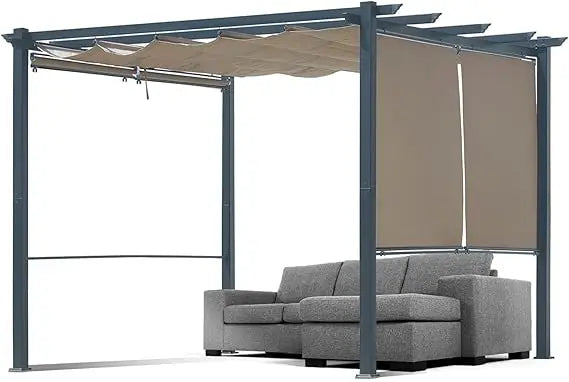 10 x 13 ft Outdoor Pergola with Retractable Shade Canopy