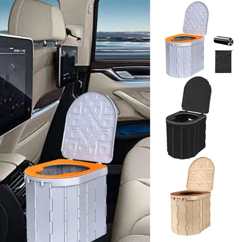 Folding Portable Potty Car Toilet With 15 Trash Bags