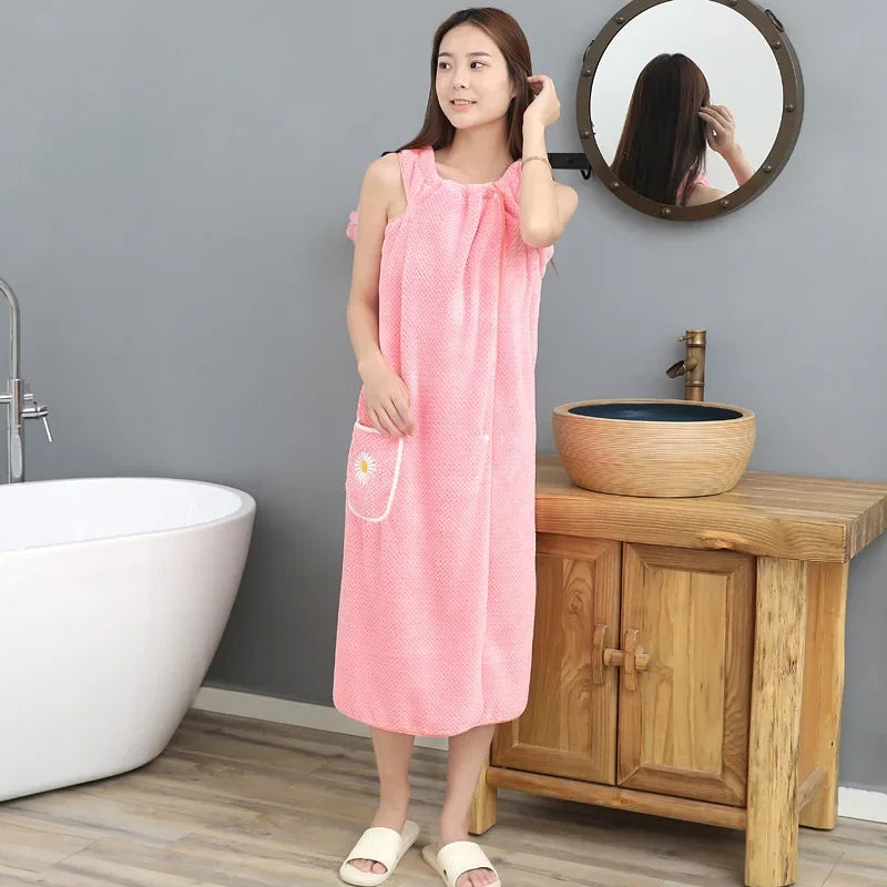 Wearable bathrobe, pure cotton quick drying long washable bath towel