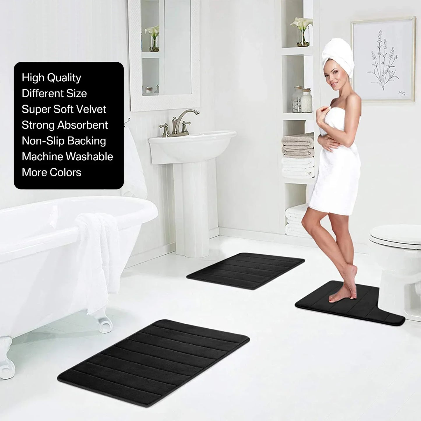 3-pc- Super Water Absorption Non-Slip Floor Rug