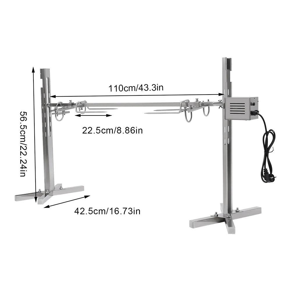 53" Electric BBQ Rotisserie Grill Kit, for Roasting Pig Lamb