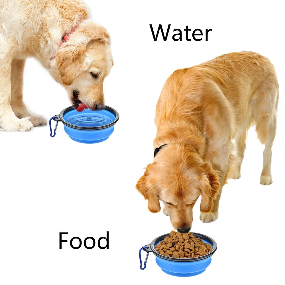 Portable Folding Pet Bowl Dishes with Carabiner Pet Supplies