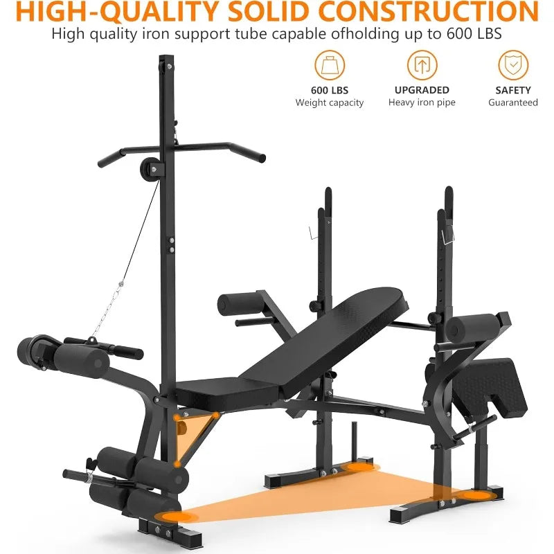 600lbs 6 in 1 Adjustable Weight Bench Set with Leg Extension