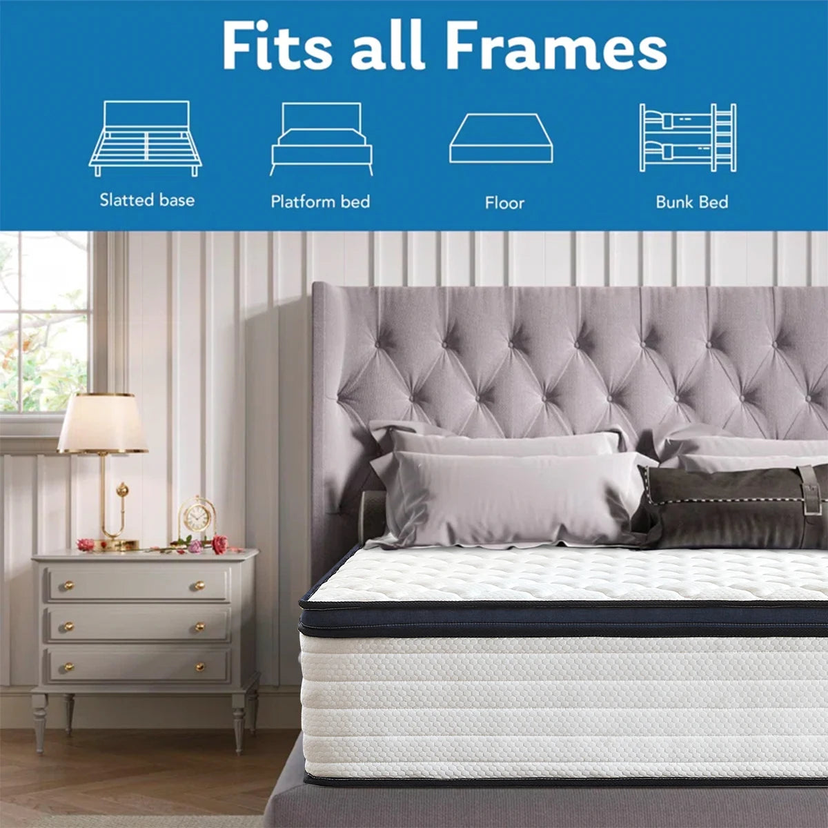 Queen Size Mattress Gel Memory Foam Medium Firm Comfort