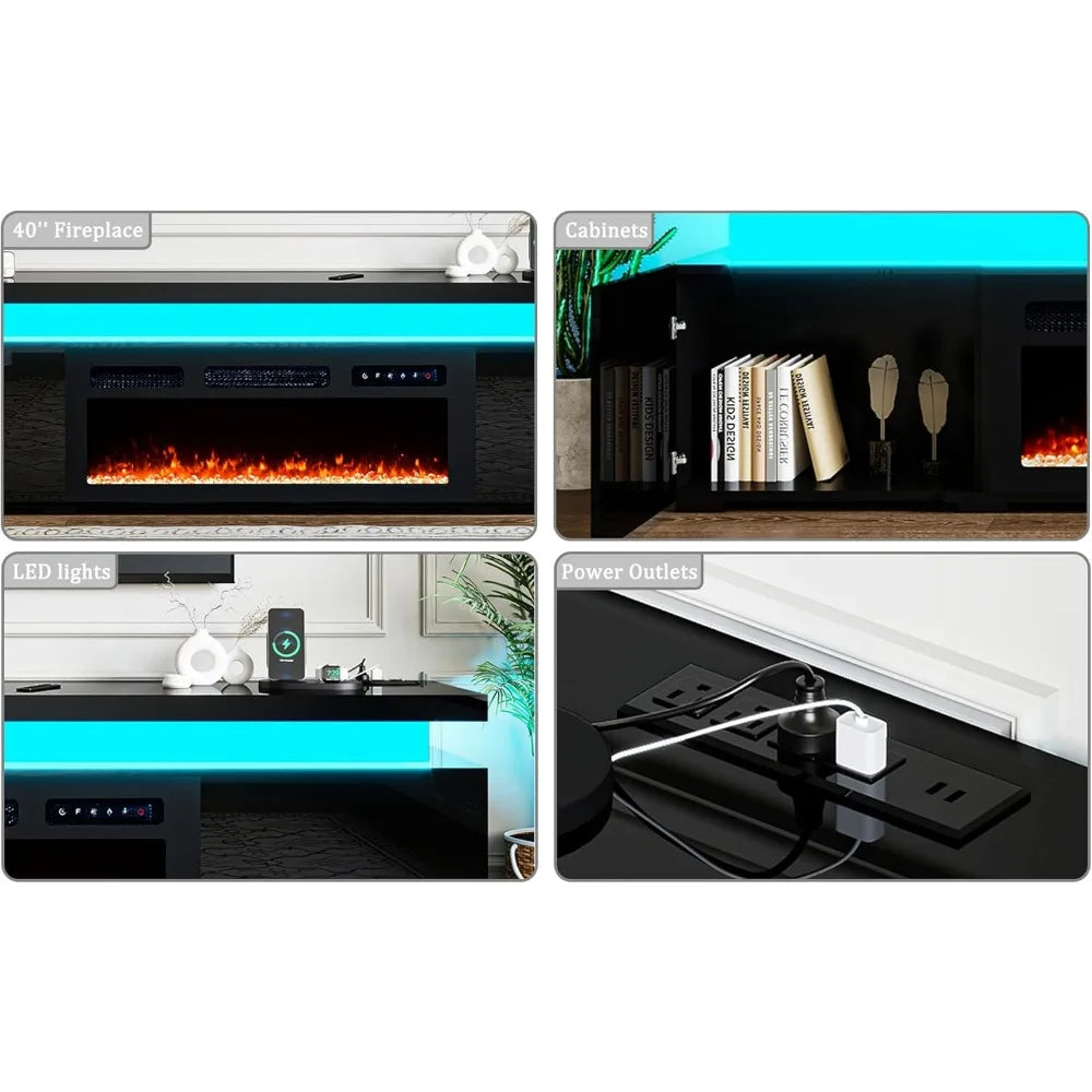 85’’ Fireplace TV Stand, Modern Entertainment Center