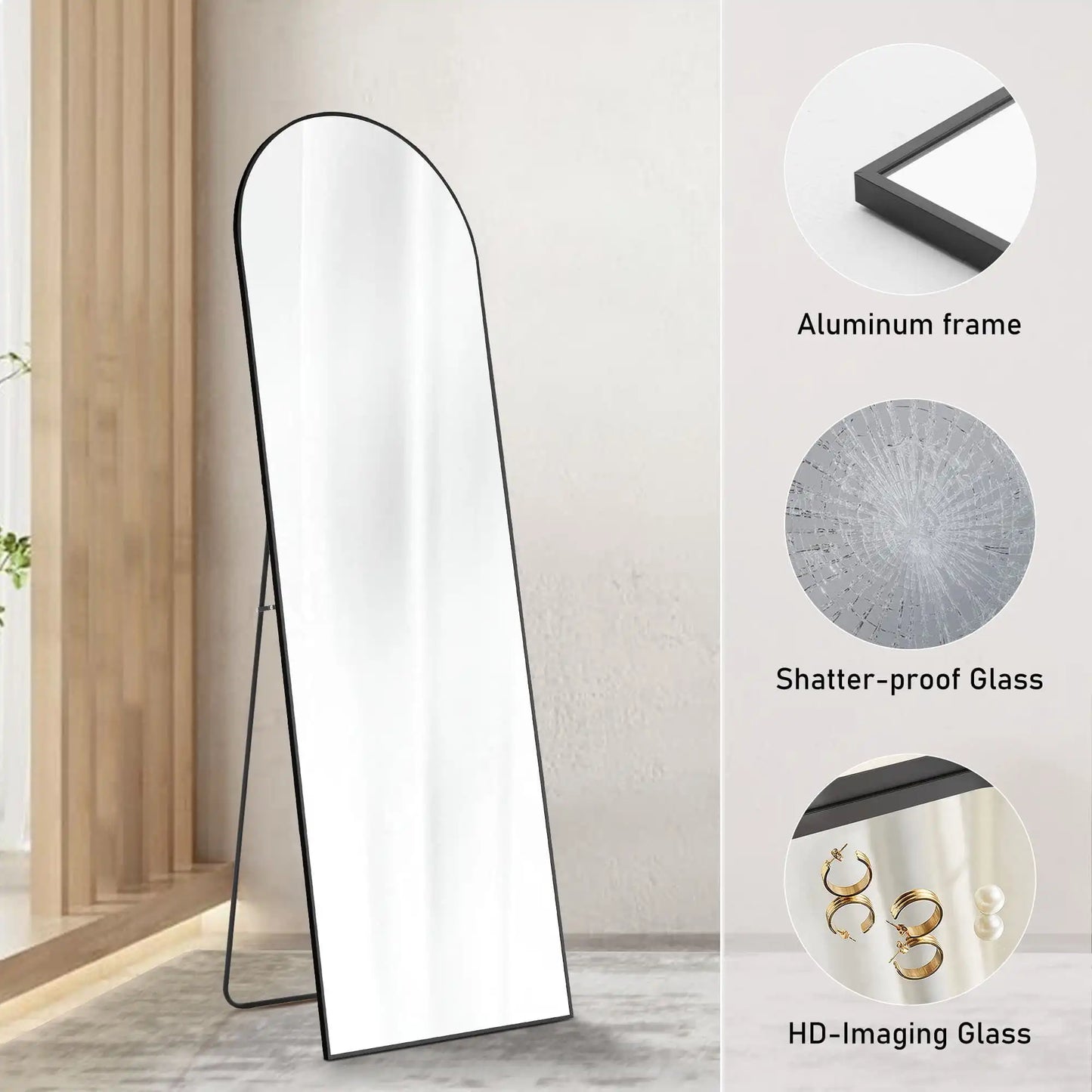 59in Standing Floor Mirror Full Body Mirror with Bracket