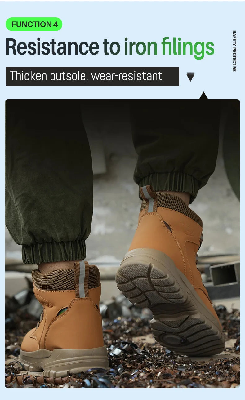 High Top Steel Toe Boots Slip Resistant Anti-Puncture