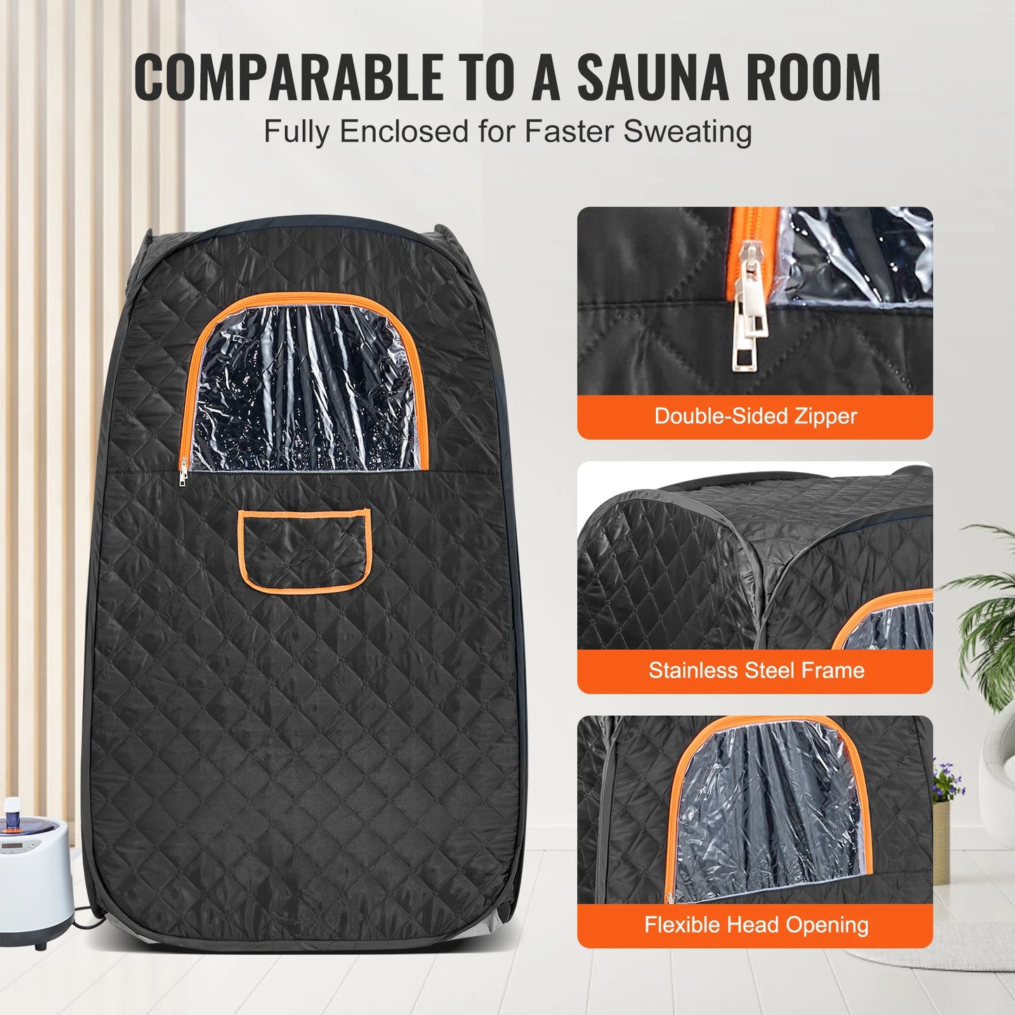 1200-Watt Compact Portable Steam Sauna Tent with Remote Control